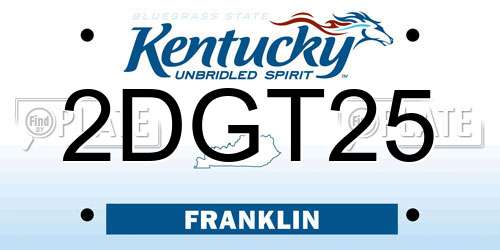 2DGT25 Kentucky License Plate