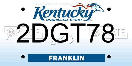 2DGT78 Kentucky License Plate