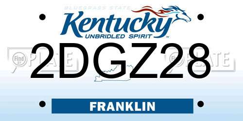 2DGZ28 Kentucky License Plate
