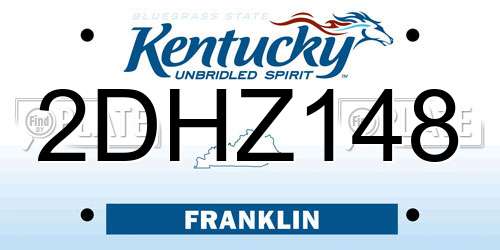 2DHZ148 Kentucky License Plate
