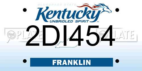 2DI454 Kentucky License Plate