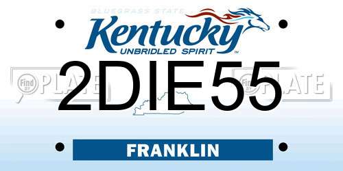 2DIE55 Kentucky License Plate