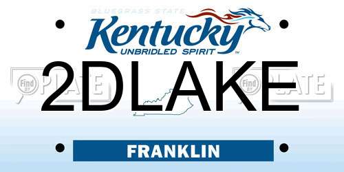 2DLAKE Kentucky License Plate