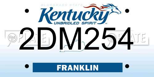 2DM254 Kentucky License Plate