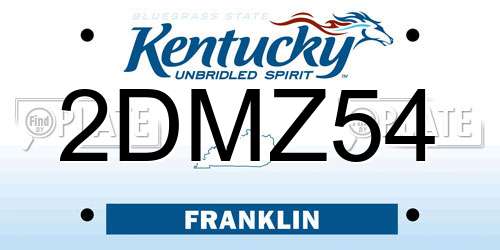 2DMZ54 Kentucky License Plate