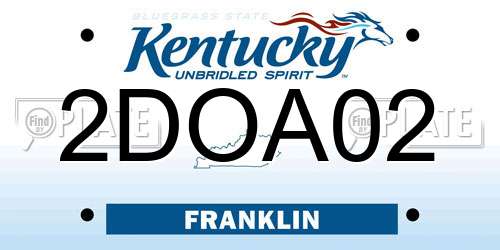 2DOA02 Kentucky License Plate