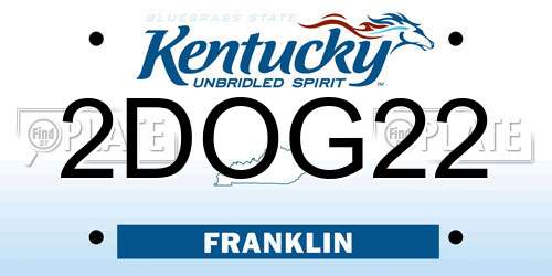 2DOG22 Kentucky License Plate