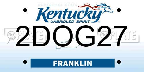 2DOG27 Kentucky License Plate