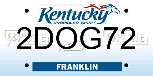 2DOG72 Kentucky License Plate