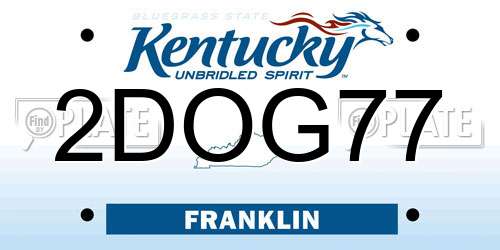 2DOG77 Kentucky License Plate