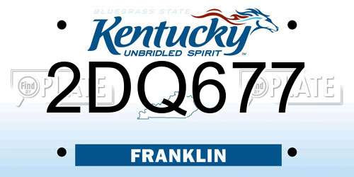 2DQ677 Kentucky License Plate