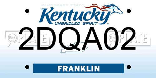 2DQA02 Kentucky License Plate