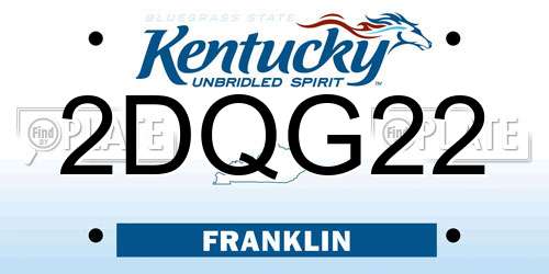 2DQG22 Kentucky License Plate