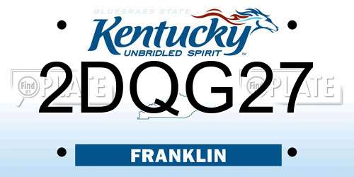 2DQG27 Kentucky License Plate