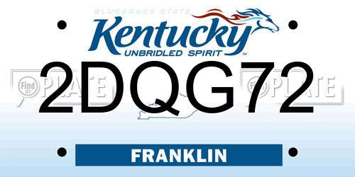 2DQG72 Kentucky License Plate