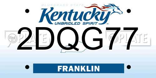 2DQG77 Kentucky License Plate