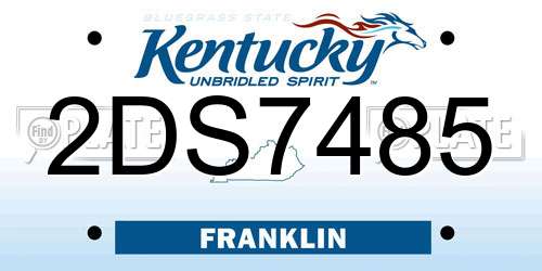 2DS7485 Kentucky License Plate