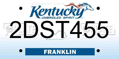 2DST455 Kentucky License Plate