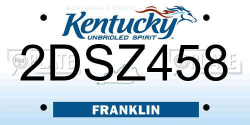 2DSZ458 Kentucky License Plate