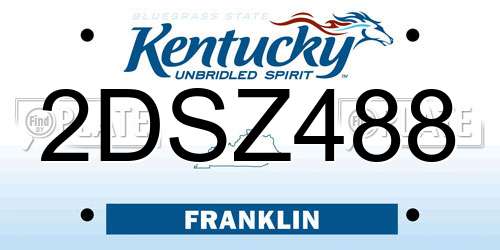 2DSZ488 Kentucky License Plate