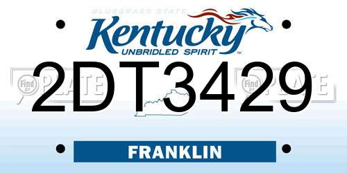 2DT3429 Kentucky License Plate