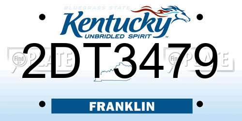 2DT3479 Kentucky License Plate