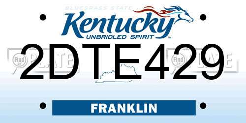 2DTE429 Kentucky License Plate