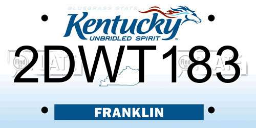 2DWT183 Kentucky License Plate