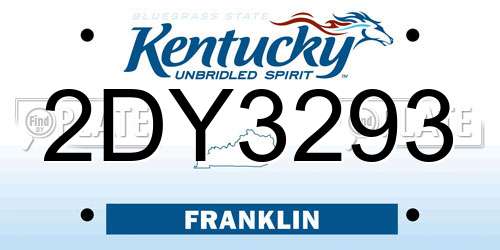 2DY3293 Kentucky License Plate