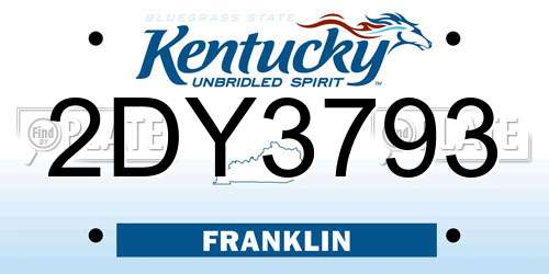 2DY3793 Kentucky License Plate