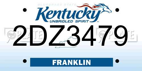 2DZ3479 Kentucky License Plate