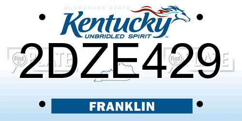2DZE429 Kentucky License Plate