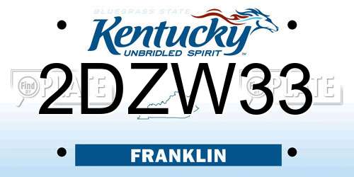 2DZW33 Kentucky License Plate