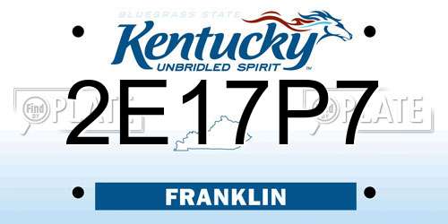 2E17P7 Kentucky License Plate