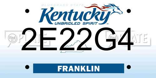 2E22G4 Kentucky License Plate