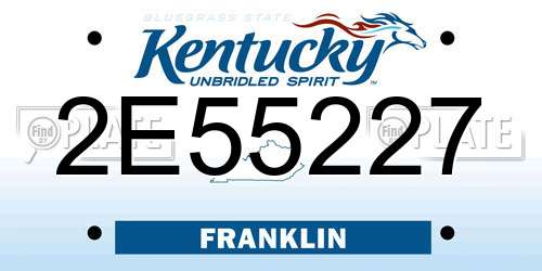 2E55227 Kentucky License Plate