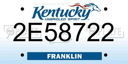 2E58722 Kentucky License Plate