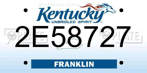 2E58727 Kentucky License Plate