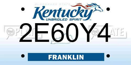 2E60Y4 Kentucky License Plate
