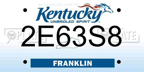 2E63S8 Kentucky License Plate