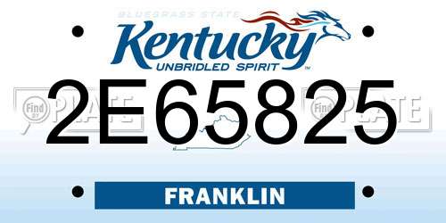 2E65825 Kentucky License Plate