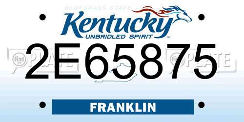2E65875 Kentucky License Plate