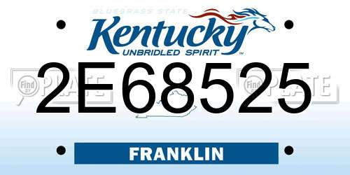 2E68525 Kentucky License Plate