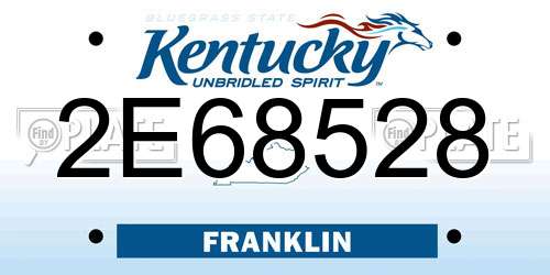 2E68528 Kentucky License Plate