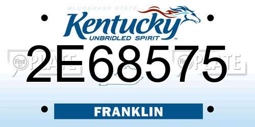 2E68575 Kentucky License Plate