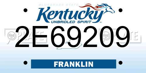 2E69209 Kentucky License Plate