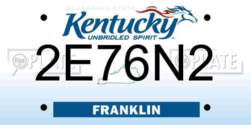 2E76N2 Kentucky License Plate