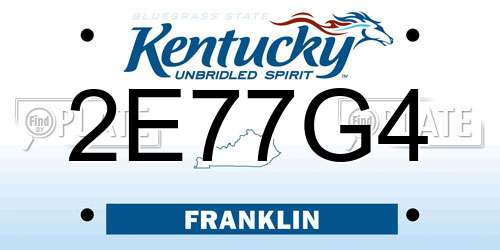 2E77G4 Kentucky License Plate