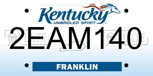 2EAM140 Kentucky License Plate