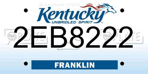 2EB8222 Kentucky License Plate